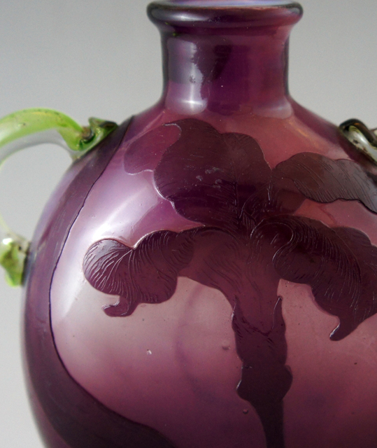 ドームナンシー ポット型 卓上照明 カメオ彫り 被せガラス ナイト