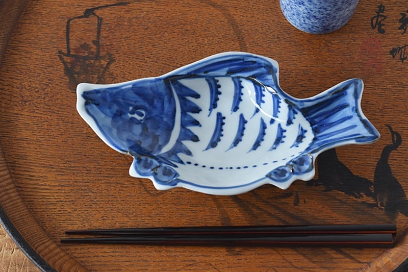 染付 古染付魚形向付 幸兵衛窯 5客セット - 生活骨董と古布の