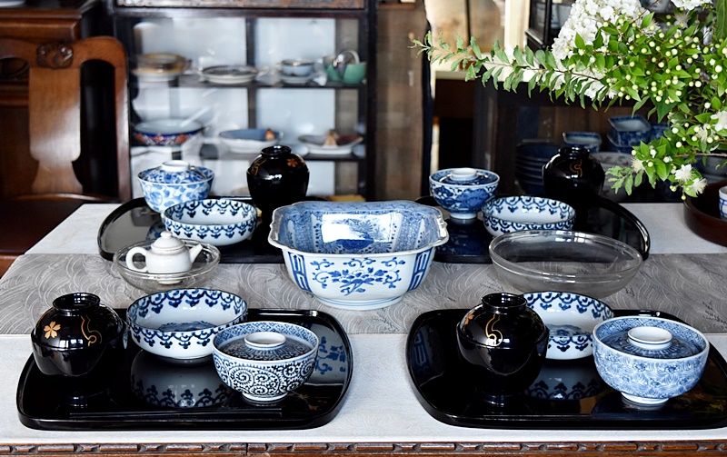 古伊万里 染付 瓔珞紋に団龍紋の図 膾皿 春寒鉢