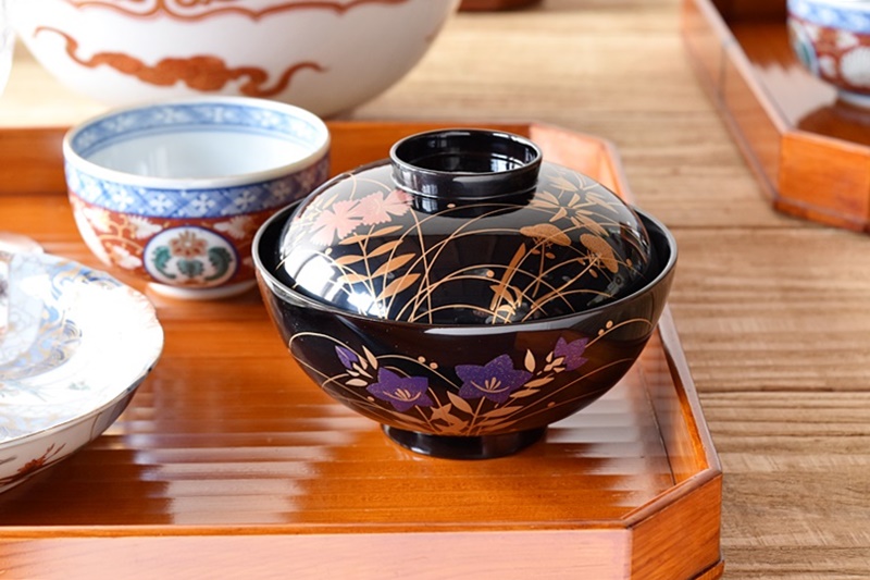 蒔絵師 玉峯⁄塗師 静峰「瑞雲 輪島塗 煮物椀」5客 共箱