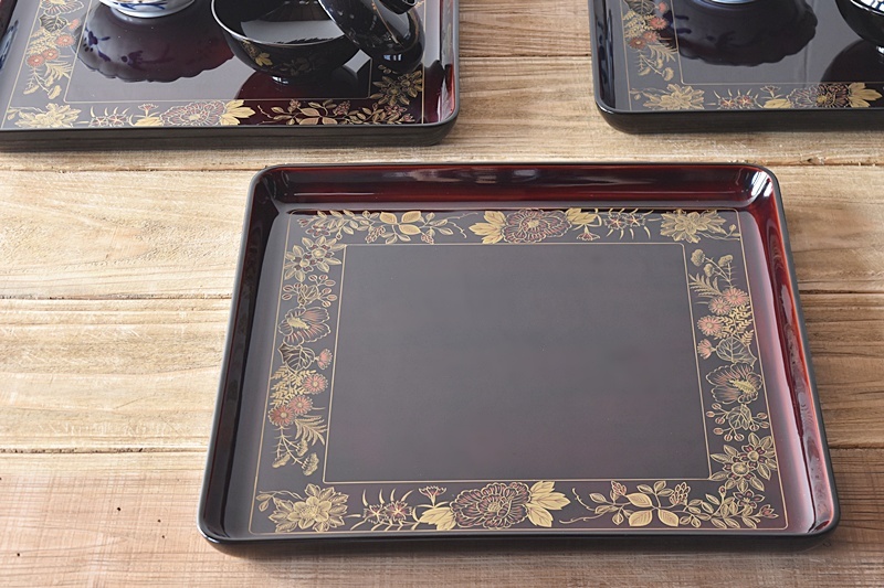 輪島塗 極上本堅地 四方膳 5客