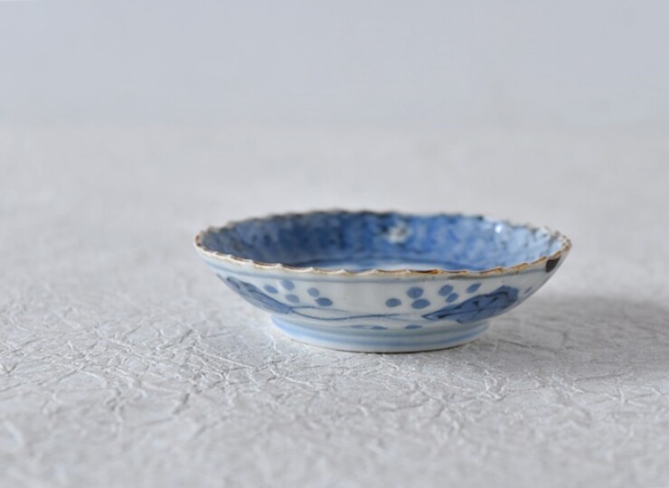 古伊万里 染付 龍宝珠 イゲ型 豆皿 小皿 - 生活骨董と古布の