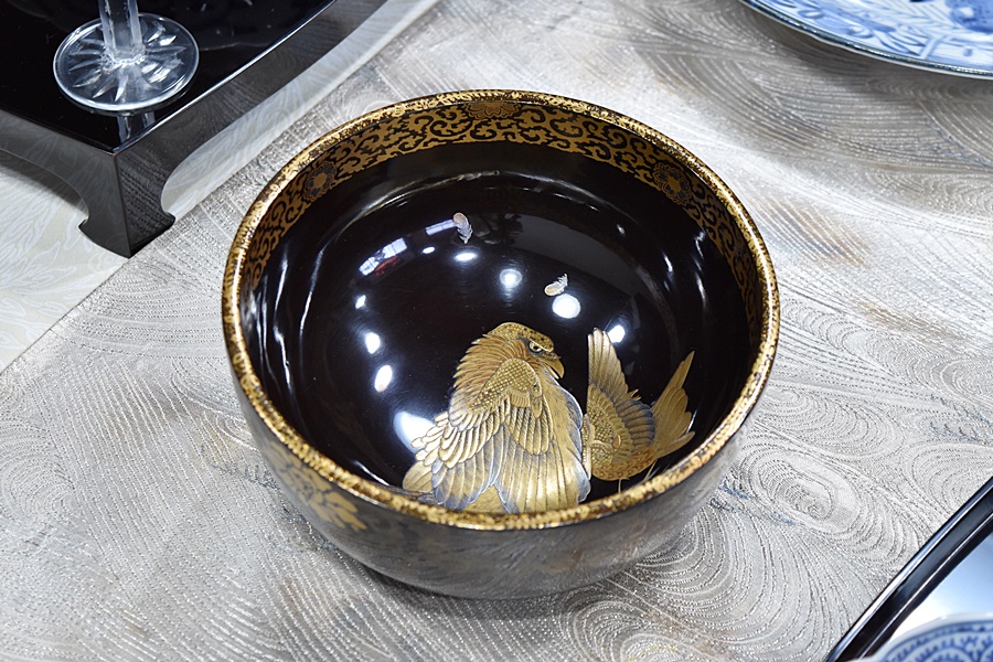 骨董 時代プレス ラスター彩釉薬 ギザフチ 大鉢 菓子器 ウランガラス