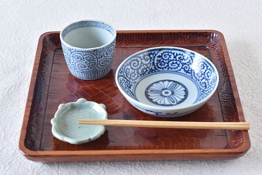 古伊万里染付蛸唐草文くらわんかなます皿5枚 [B26533] 古伊万里染付蛸