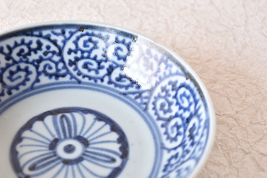 古伊万里 染付 蛸唐草文皿 三客 なます皿 くらわんか 筒江窯