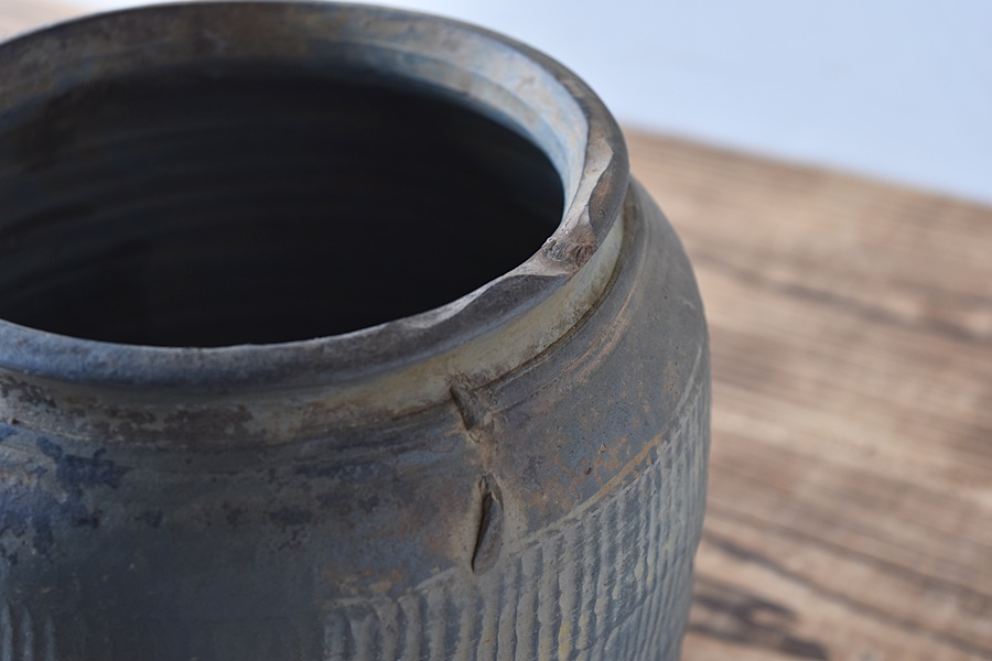 南蛮 焼き締め 壺 その一 古民芸 花瓶 花生け 土器 - 生活骨董と古布の