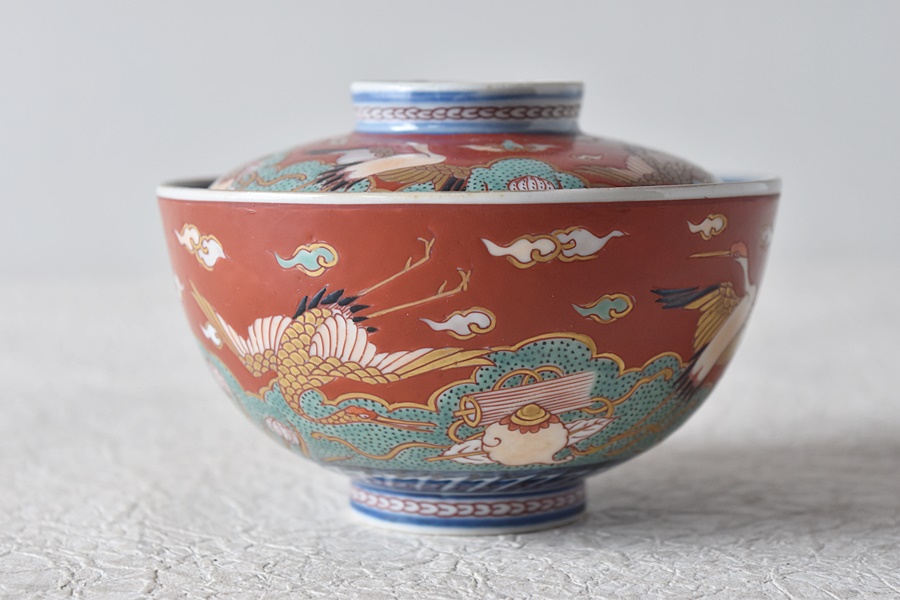 ♥九谷 鉢 銅の持ち手付き 菓子鉢 茶道具 骨董 古玩 レトロ