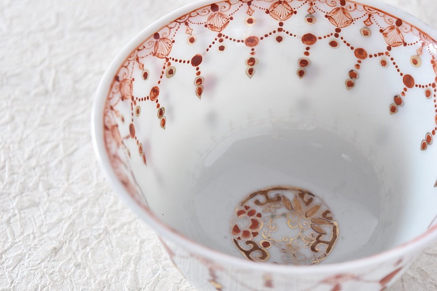 九谷 色絵 瓔珞模様 盃洗 - 生活骨董と古布のアンティークショップ