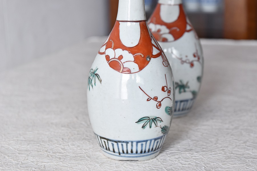 339 古伊万里色絵松竹梅図半筒茶碗 無疵美品 幕末 339 古