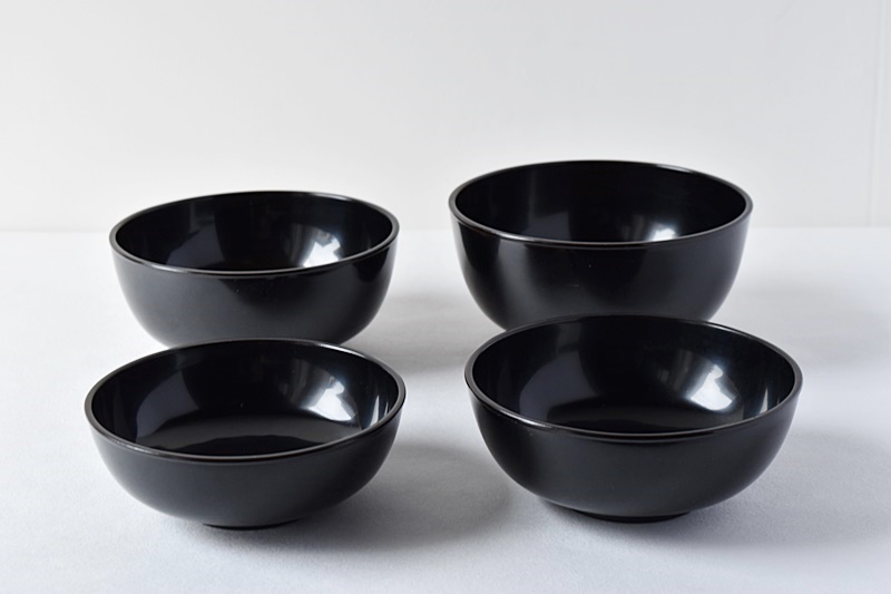 懐石料理道具 表阿弥 利休好真黒塗 会席家具 真塗 四つ椀 6客セット