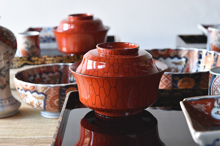 輪島塗 吸い物椀 5客セット 輪島塗 桜の蓋付き吸い物椀 五客セット 輪島塗