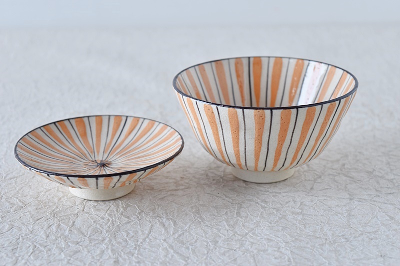 瀬戸 麦藁手 蓋付茶碗 在銘 - 生活骨董と古布のアンティークショップ