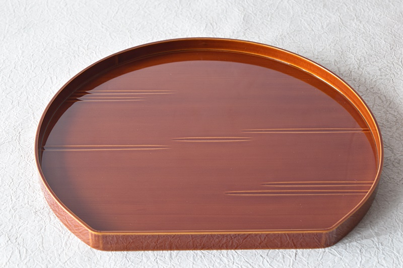 懐石膳 伊勢物語 春慶塗 半月盆 古物 淡々斎好 10枚組 天然木製漆