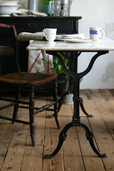 アンティークカフェテーブル フランス マーブルトップ 【Antiques