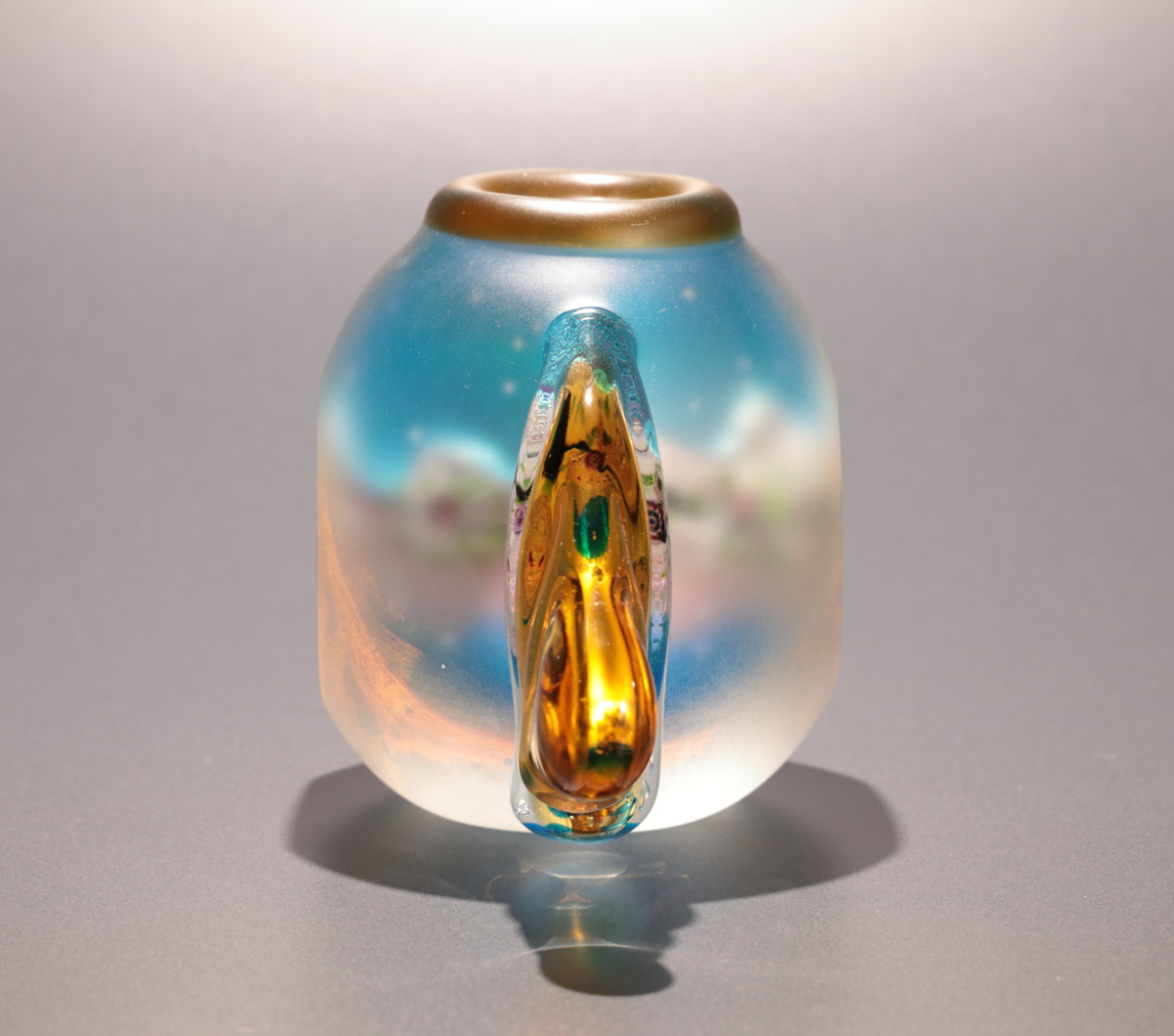 ガラス作家＊黒木国昭 ガラスアート光琳 花器 花瓶 置物 ペーパー