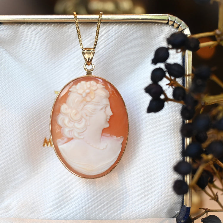 カメオ ブローチ ペンダントトップ18k カメオ ペンダントトップ YG K18