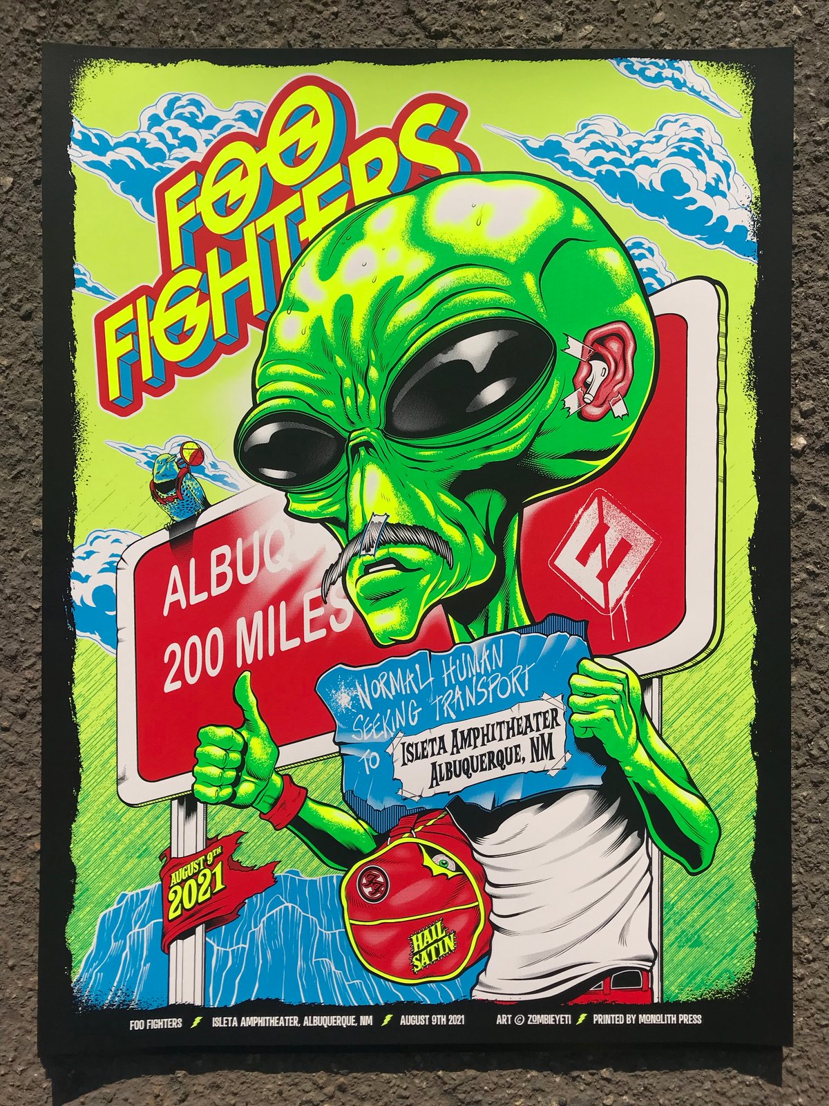 Foo FIghters 2021 Albuquerque Gigposter / Zombie Yeti