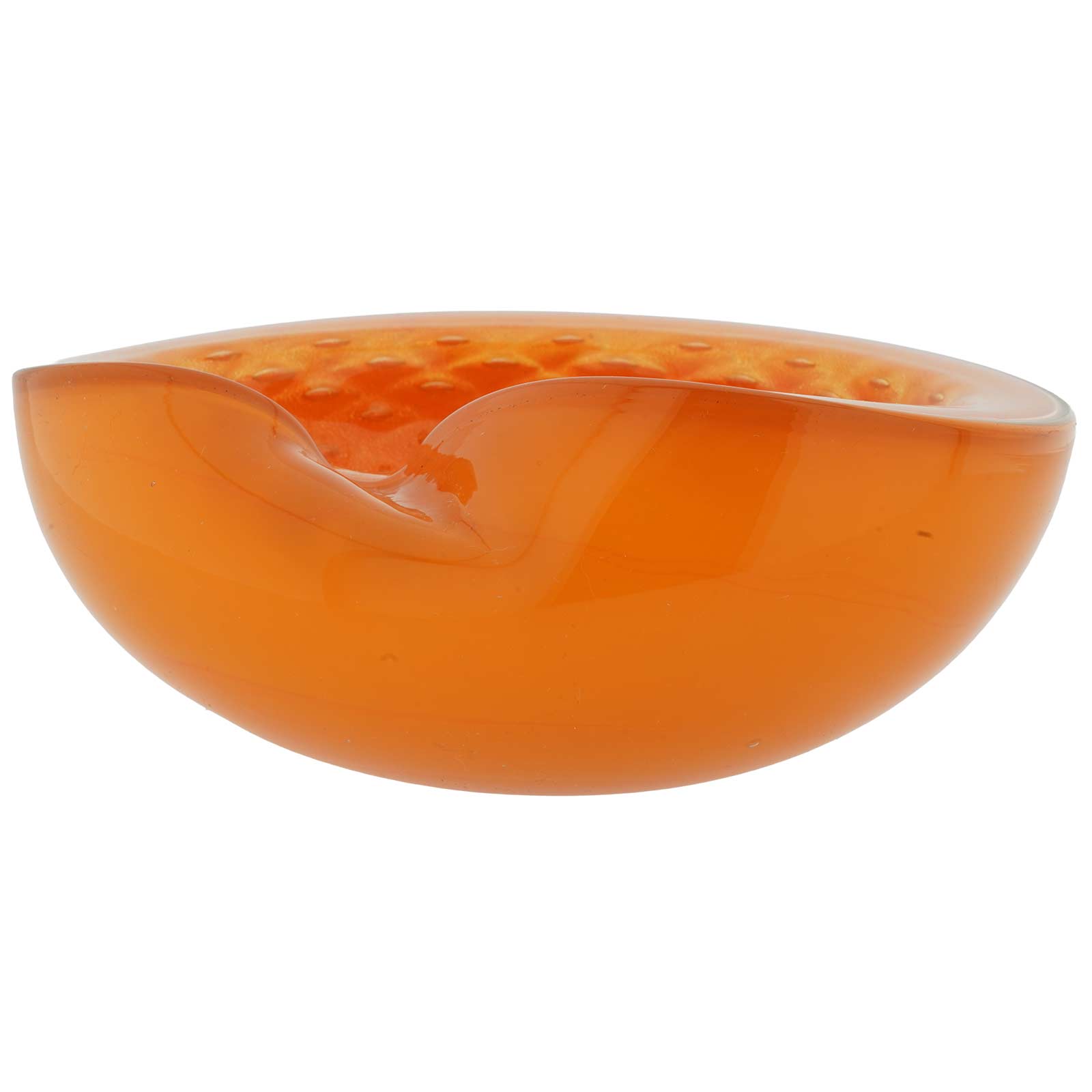 Vintage Murano Bullicante Leaf Bowl - Orange | Unique Glass Vases