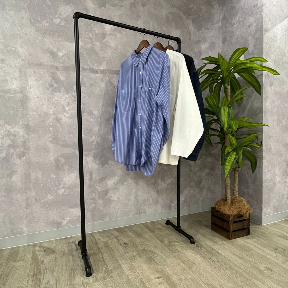 ハンガーラック ガス管 アイアン 黒 パイプ インダストリアル 収納