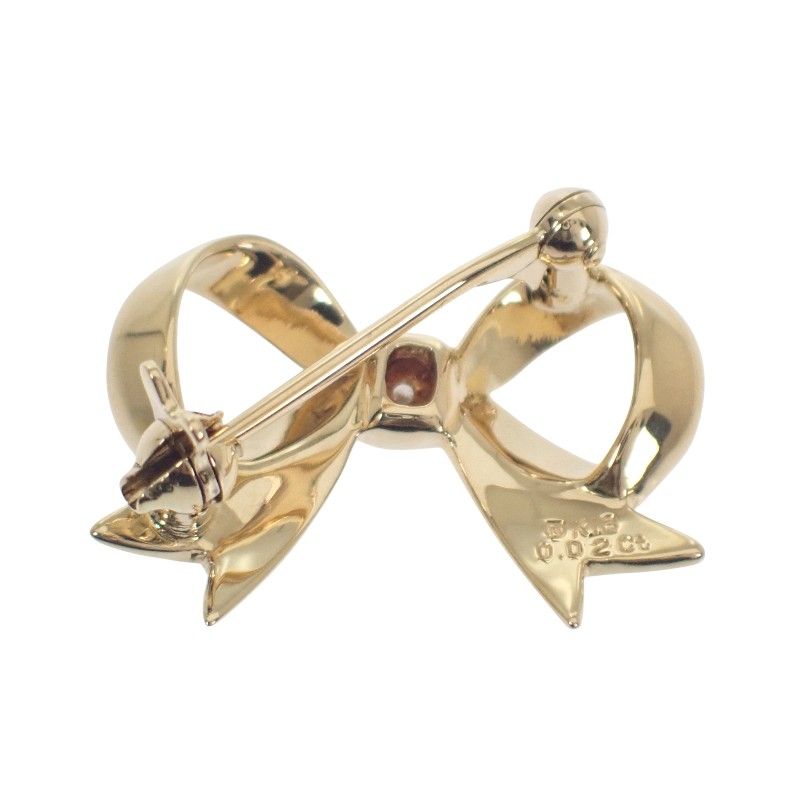 ミキモト MIKIMOTO リボン ブローチ K18イエローゴールド 18金 YG