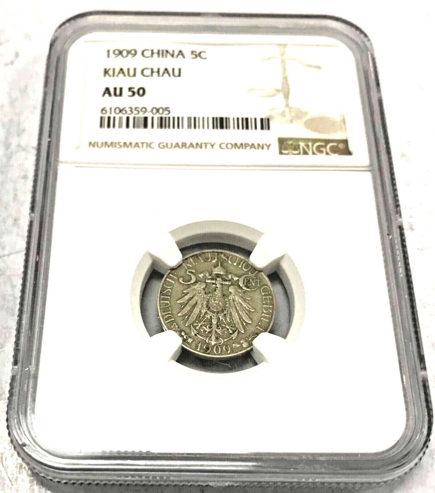 1909年 中国 キアウチャウ ドイツ植民地 5セント NGC AU50 - メルカリ