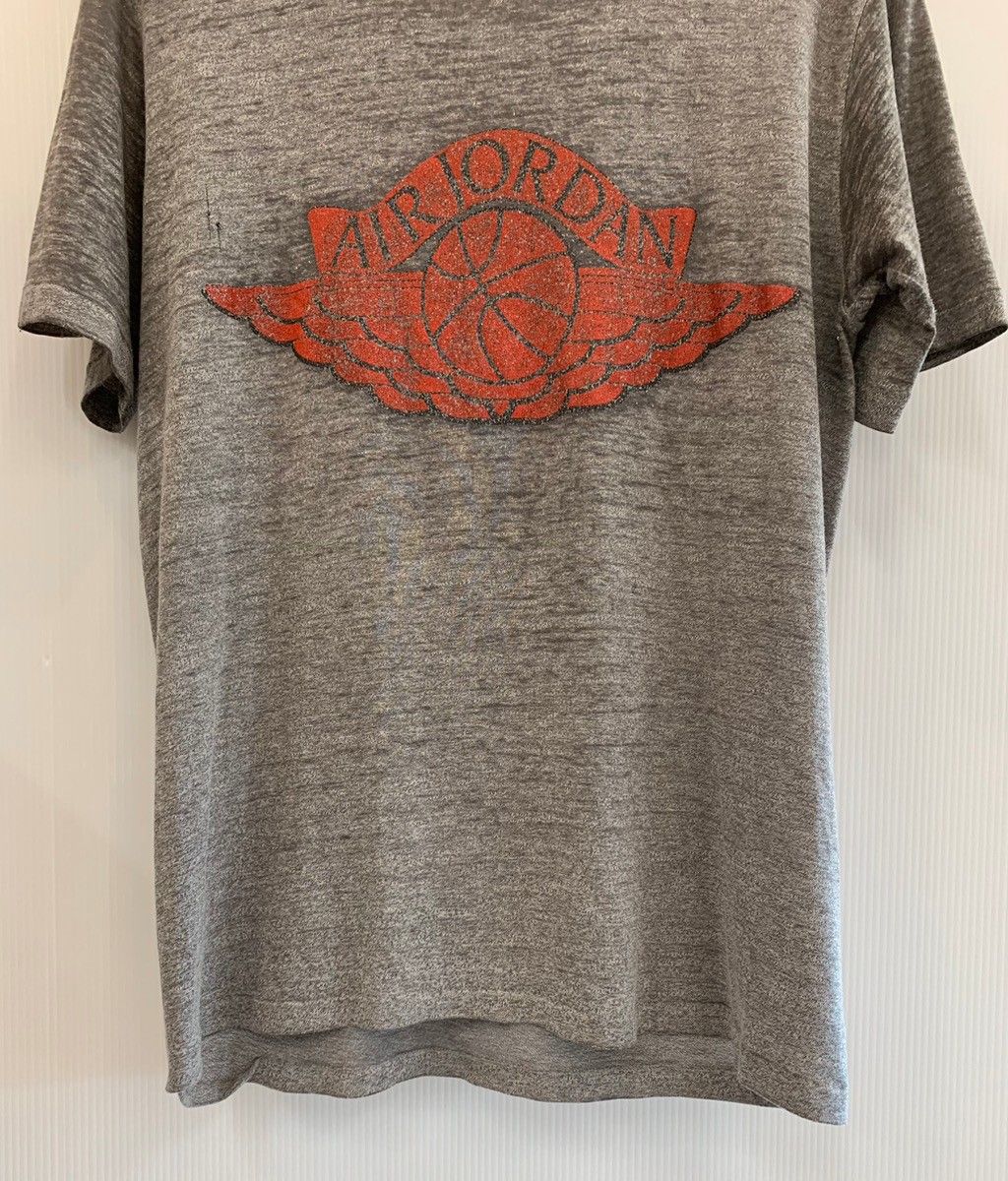 ナイキ NIKE AIR JORDAN 紺タグ USA製 80s WING Tシャツ ロゴ グレー