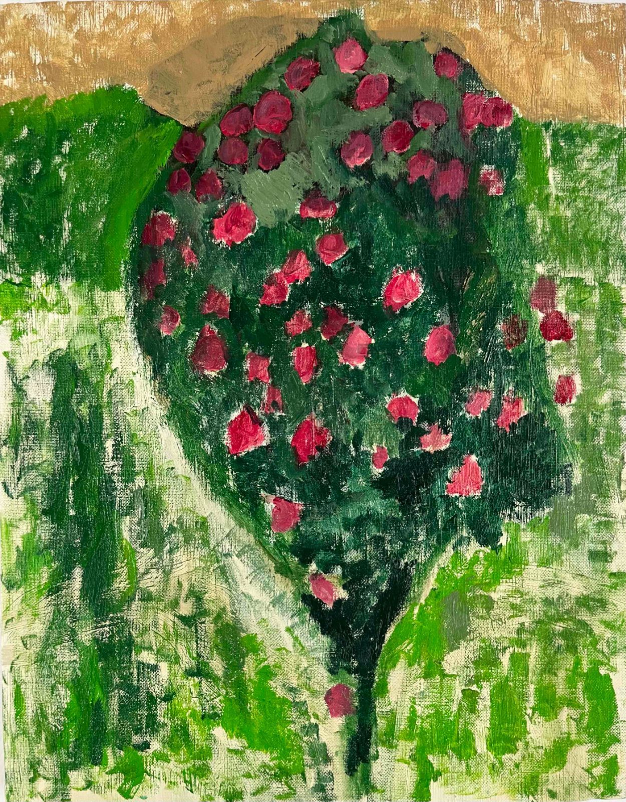 32×41㎝「雨を待つ木」油彩・原画・F6 フレームは付きません。