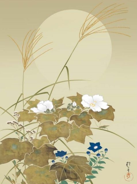 種類3：f8 額絵 酒井抱一 秋草に螽斯図 f8・f6・f4サイズ アウトレット