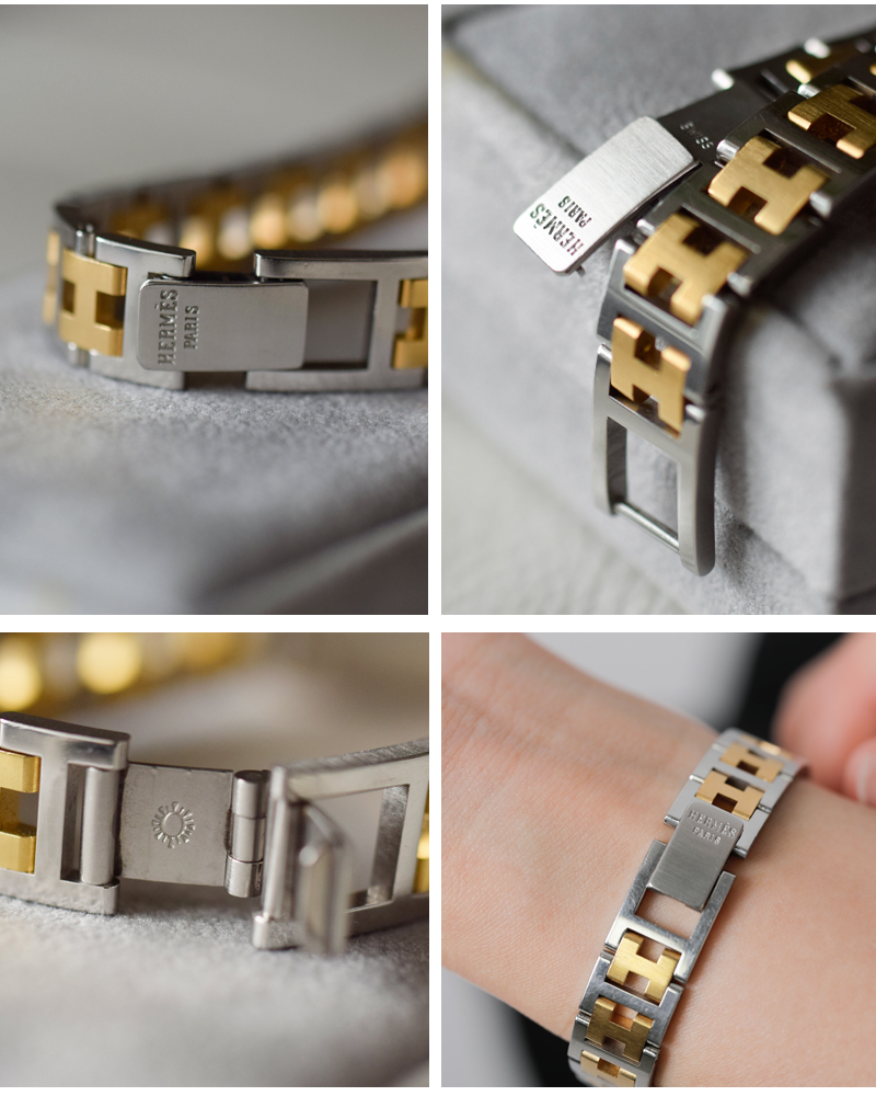 HERMES シルバーゴールド 腕時計 BOX 予備のコマ付き ビンテージ