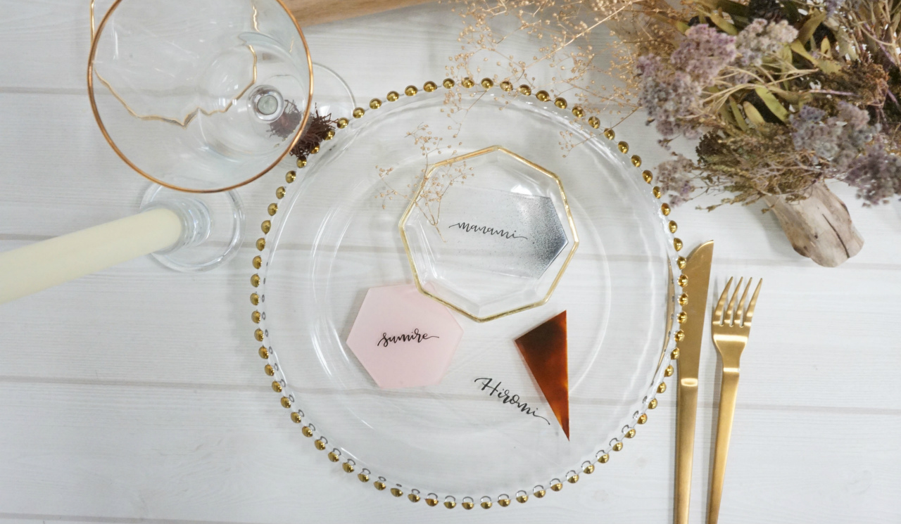 UVライトのいらないレジンでできる！「ニュアンスデザイン」席札の