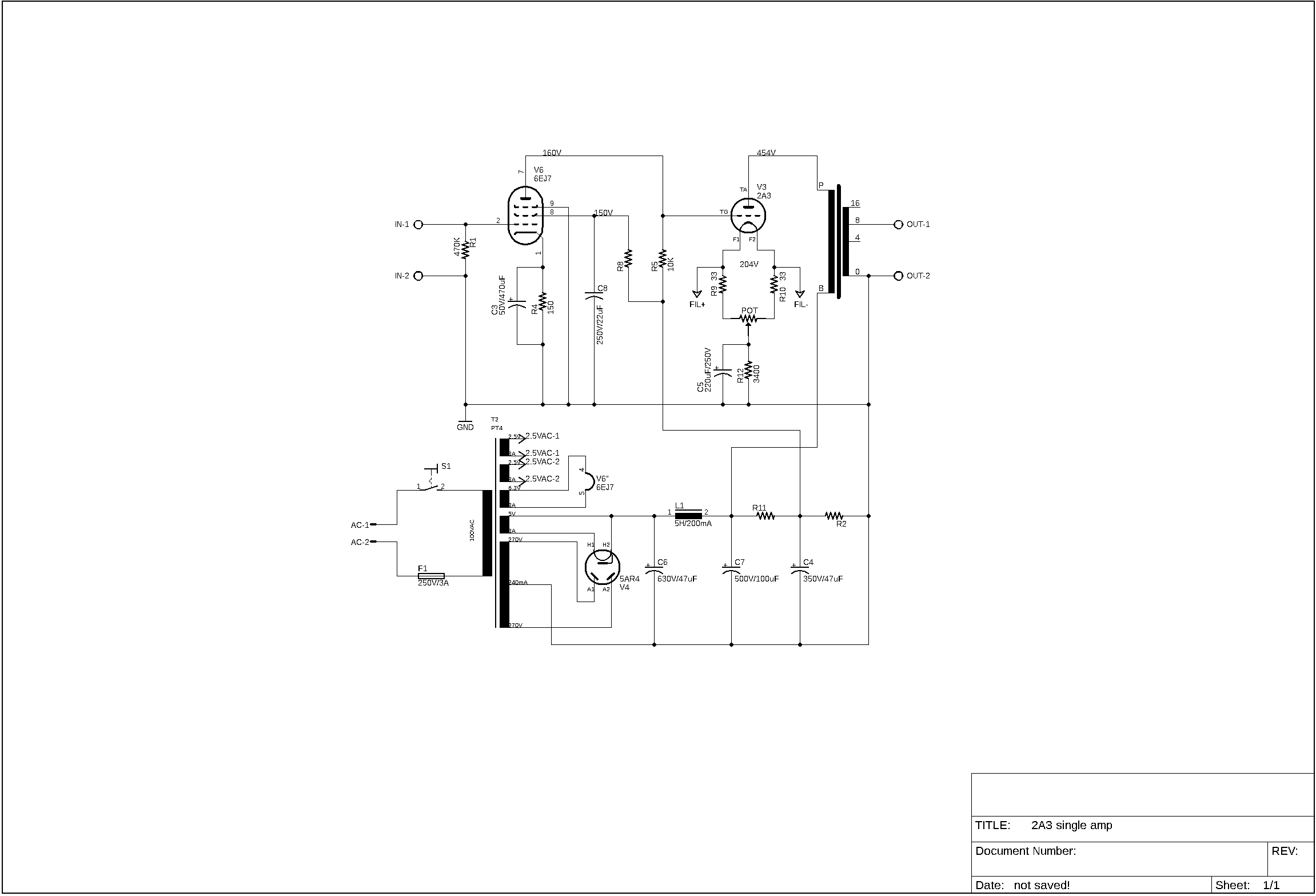 自作真空管アンプ 回路図付き 2A3 シングルアンプ
