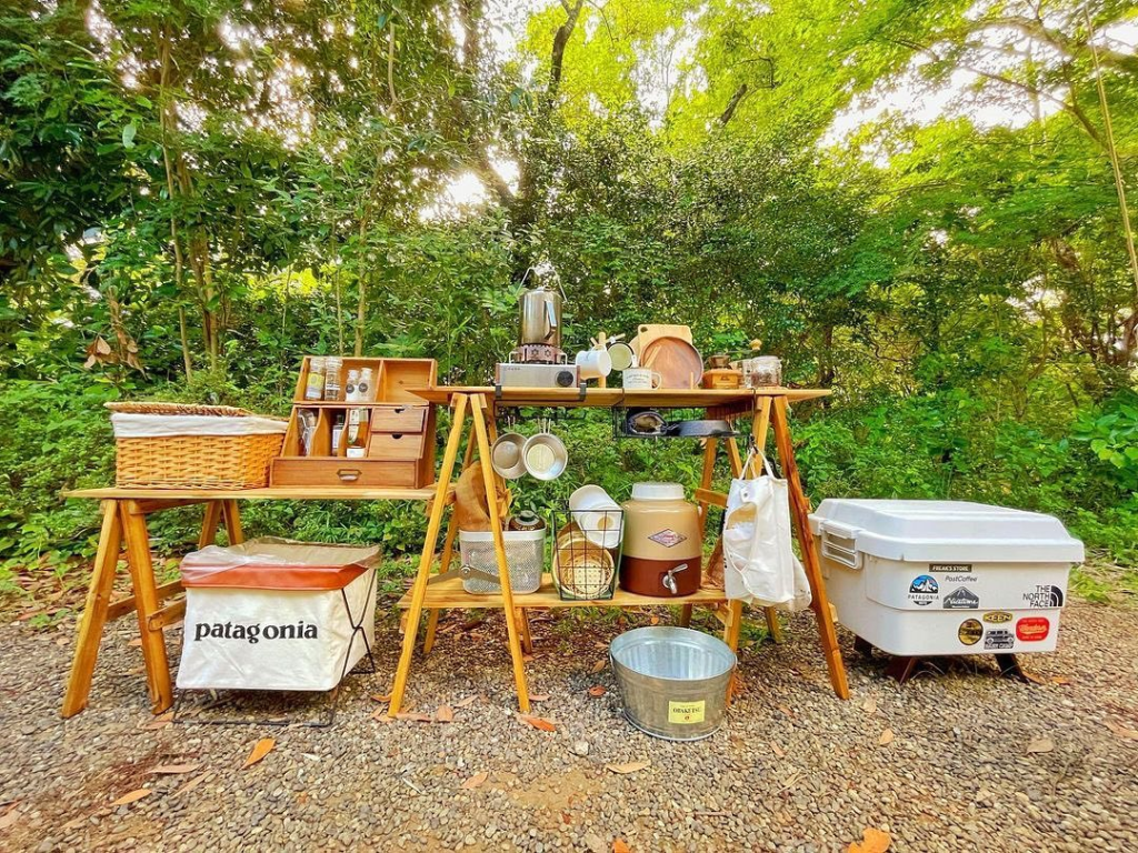 木製 アウトドアキッチンテーブル キャンプラック キャンプ アウトドア