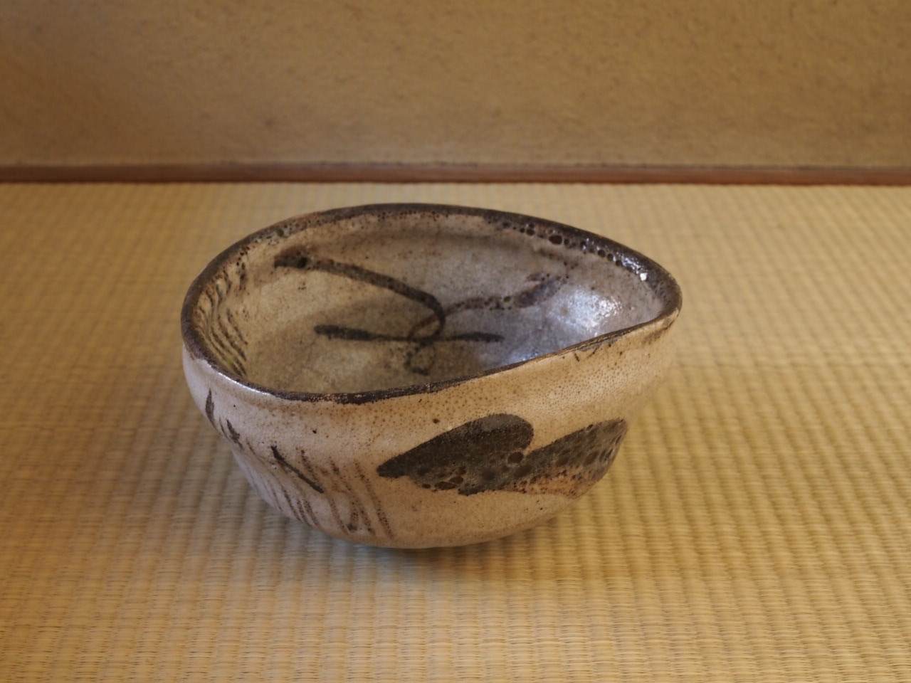 茶道具 茶碗 志野織部 沓茶碗 志野 拝土窯 水野古麦 造 N222C