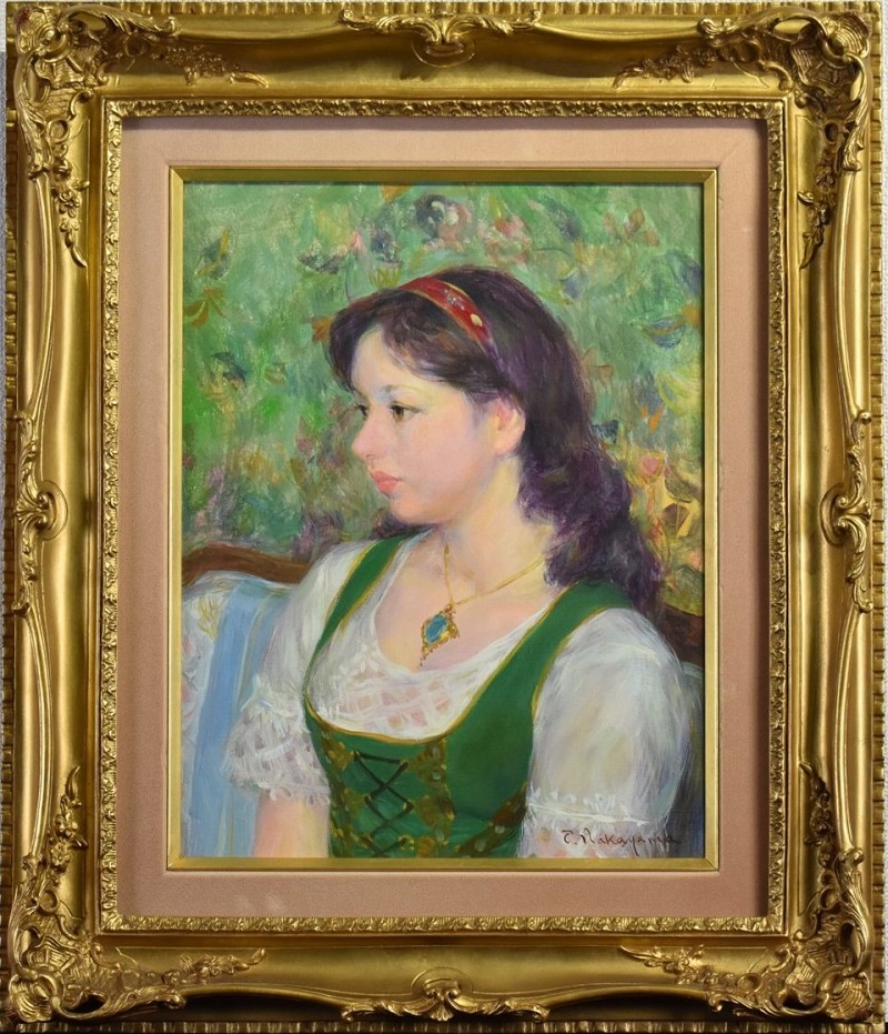 アンティーク ヴィンテージ 中山忠彦 人物画 絵画 レトロ アンティーク