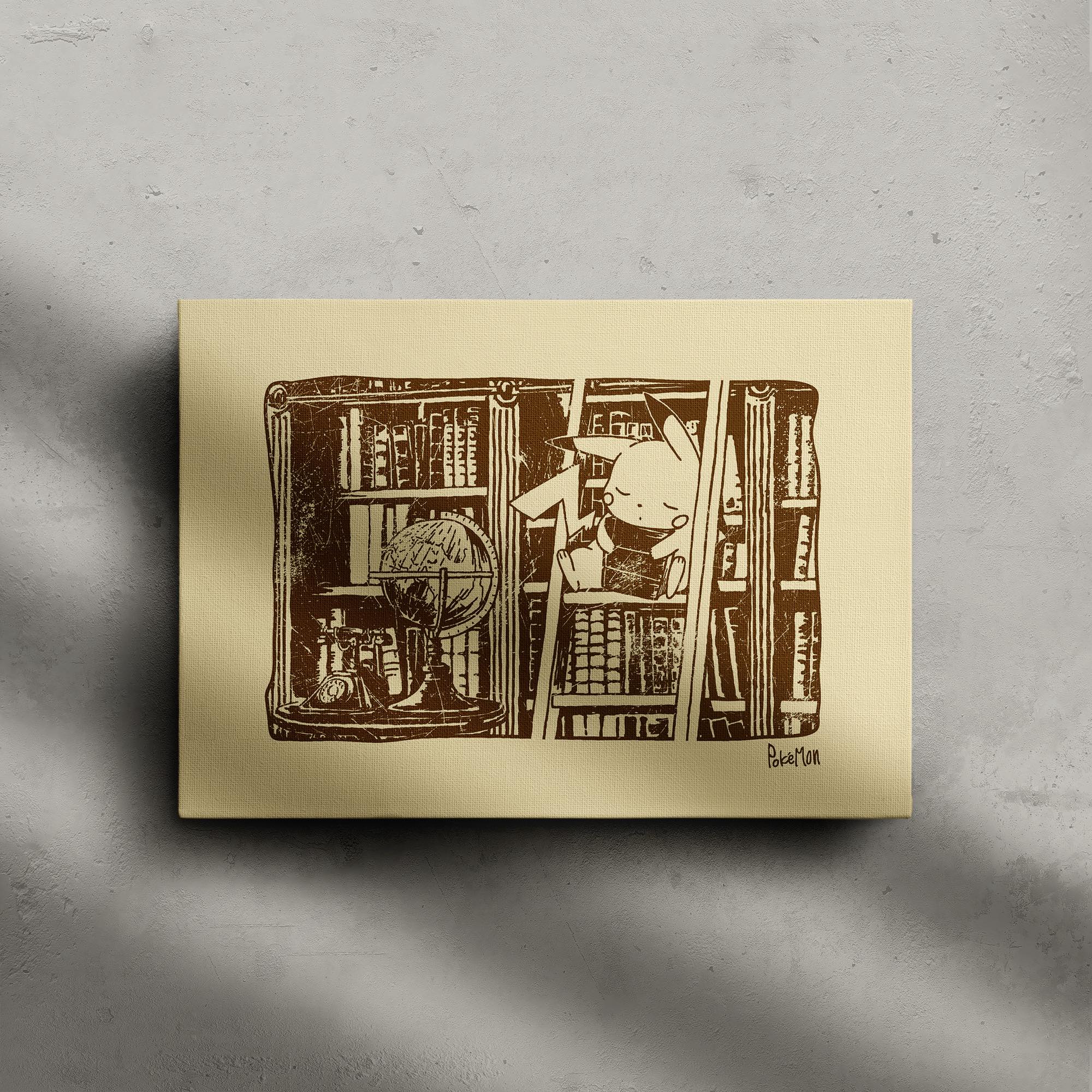 ピカチュウ 線画アートパネル｜くつろぎポーズのやさしいインテリア