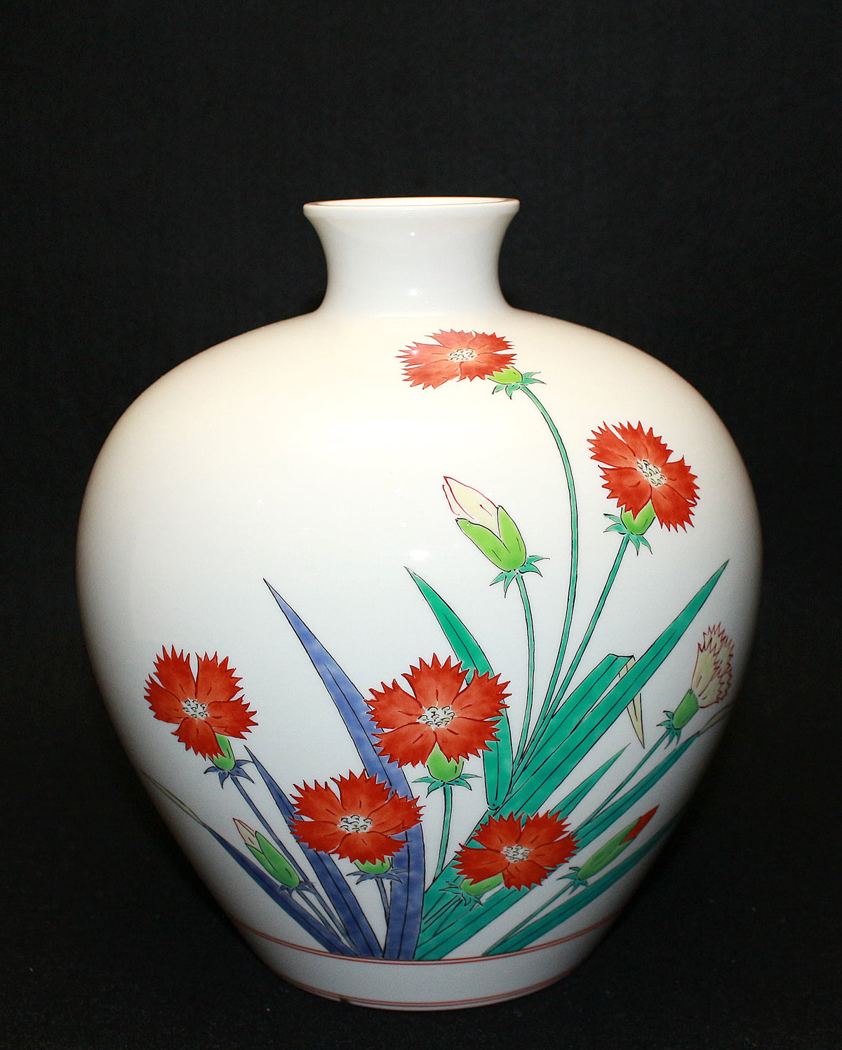 美品 ☆ 十三代酒井田柿右衛門作 花鳥図「夏」の壺 昭和 ヴィンテージ