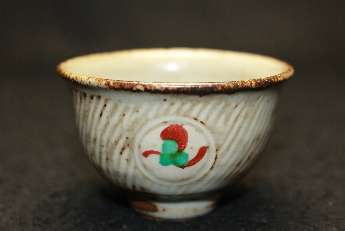 人間国宝・島岡達三・草花文ビアマグ 人間国宝・島岡達三・草花文