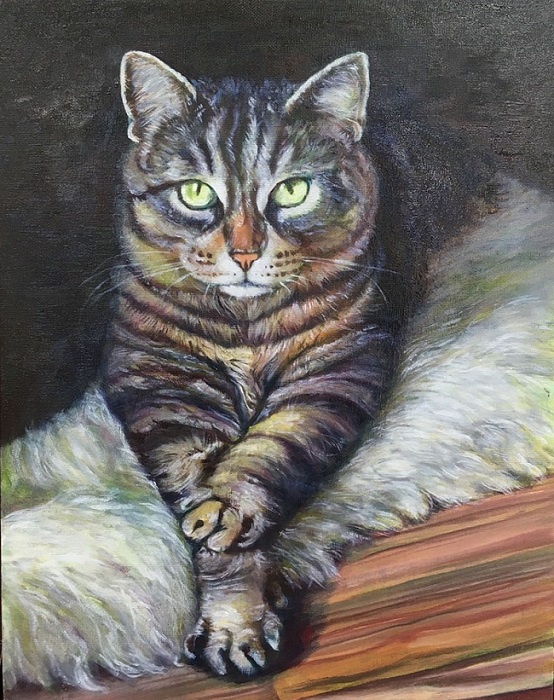 少女と猫の絵画 金色フレーム付き 油絵 油絵 ねこ 少女と猫の絵画 金色