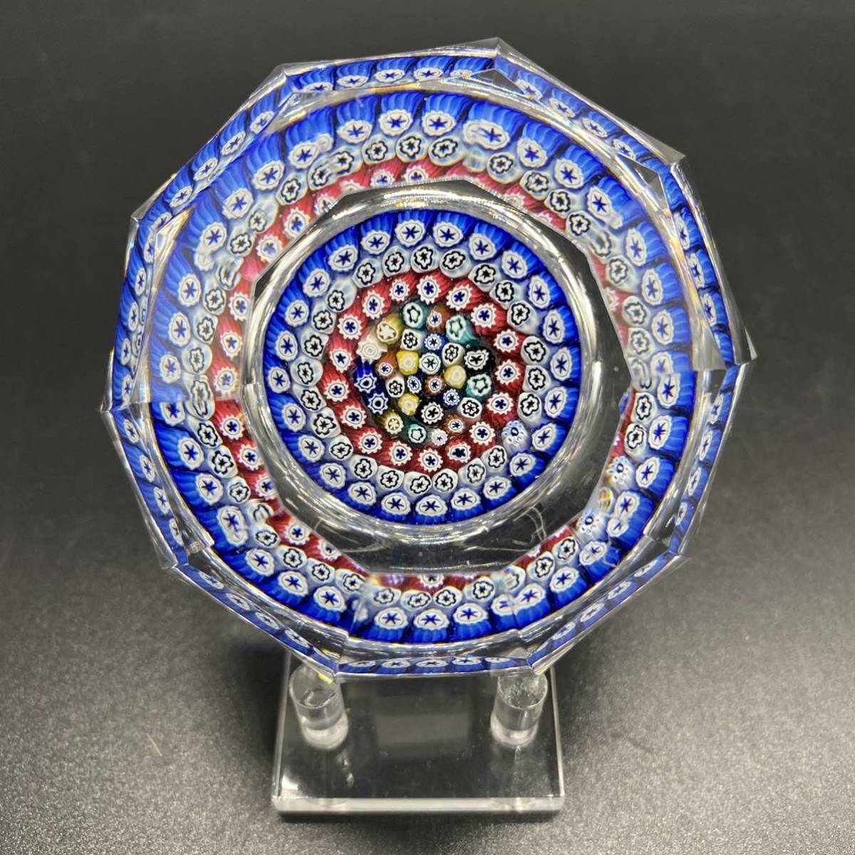 1980s バカラ クリスタル ペーパーウェイト 千の花 ミルフィオリ