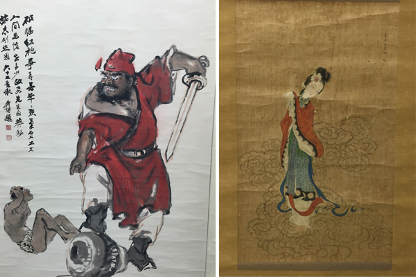 骨董市仕入れ品 中国清時代の掛軸 人物図 肉筆保証 DE378A7-3 骨董