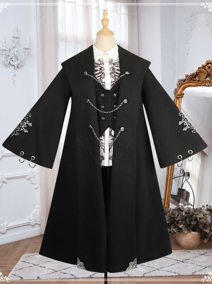 Vest + ChainstWrap withCrossRingLongCapeCoat + Corset – Belchic