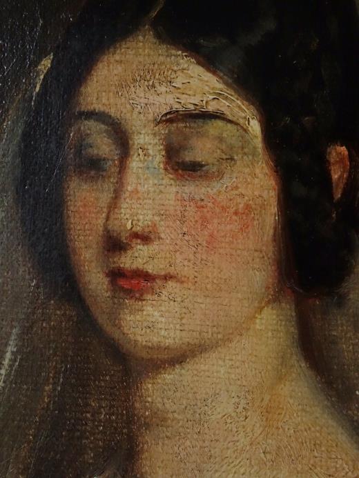 貴重 1900年作品 絵画 『100年前のフランス貴婦人』 手彩色