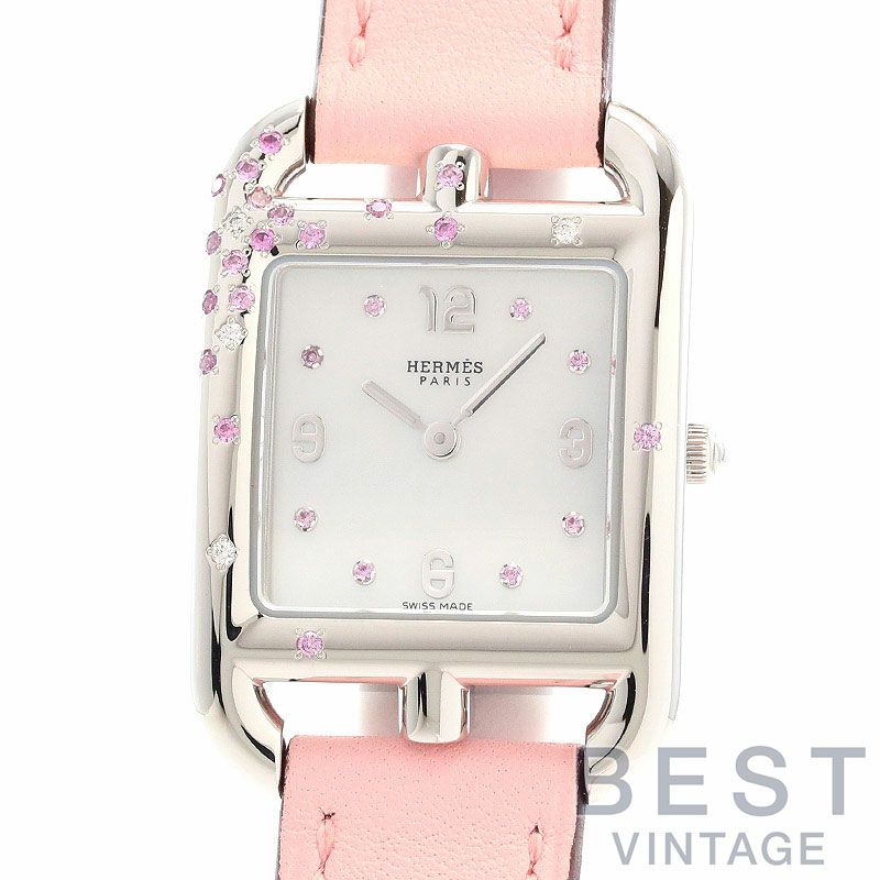 HERMES エルメス ケープコッド希少ピンク文字盤レディース腕時計 稼働