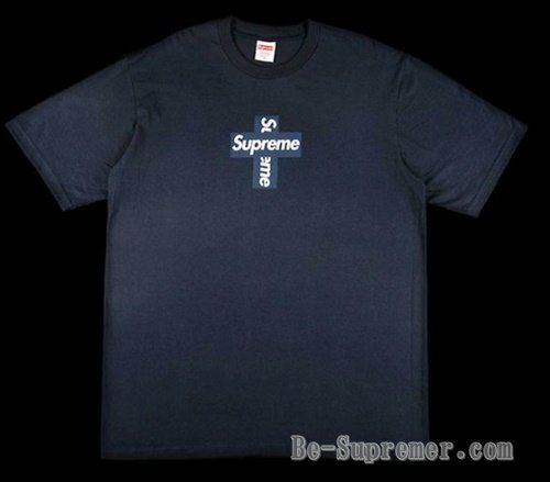 supreme cross box logo Tシャツ ネイビー mサイズ