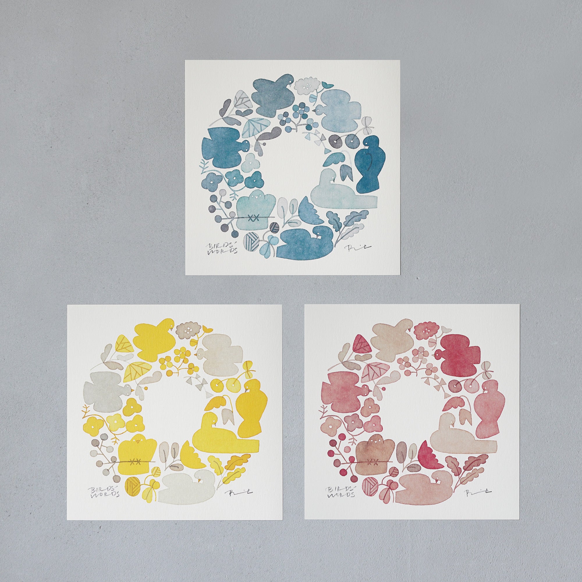 NAKI バーズワーズ ポスター 2点セット ポスター 20cm / BIRDS WREATH