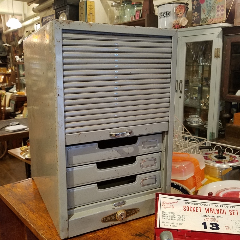 昭和レトロ じゃばらシャッター 小引き出し 収納 キャビネット