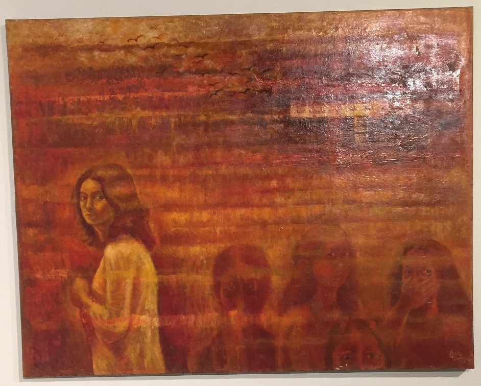 3213）中島イソ子 F0号油絵 「バラ」沖展会員、沖縄女流美術家協会会長