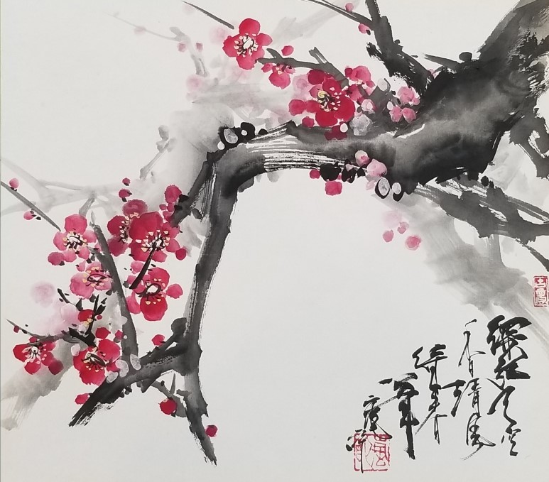 水墨画 梅の花 No.2「梅」を水墨画で描いてみましょう。 - YouTube