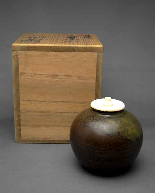 茶入れ□文琳型 糸切り高台 仕覆 桐共箱付 茶壷 お茶道具 骨董品 上物