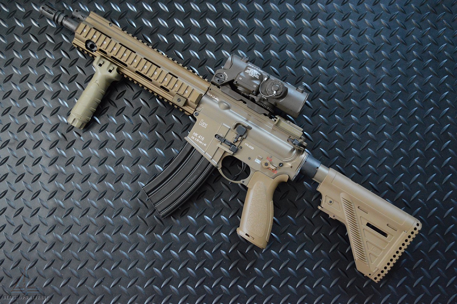 HK 416A5 Tan/RAL8000 Clone Rifle - Black Ops Defense %
